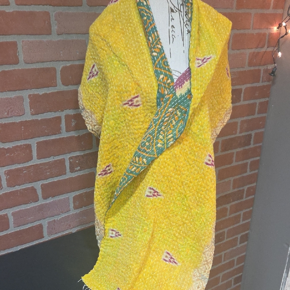 Colorful Patterned Kantha Scarf #30 - Picture 3 of 3